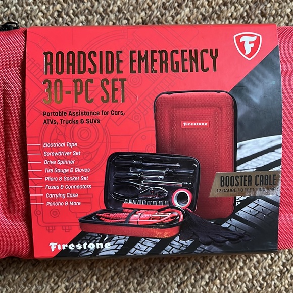 FIRESTONE Roadside Emergency 30-Pc Set JumperCables Fuses Tire Gauge Pliers NEW - Picture 8 of 8